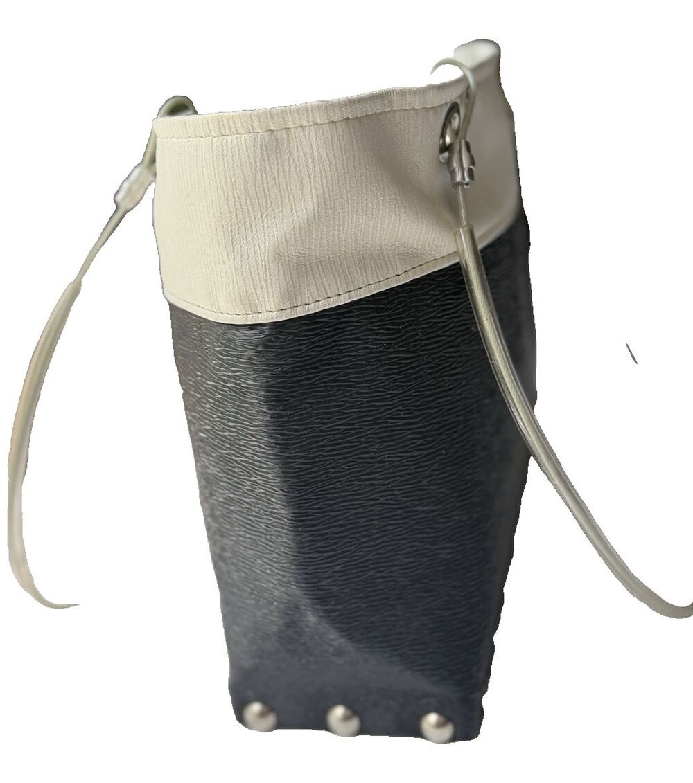 Hardwear by Renee Black White Vegan Leather Studded Tote Bag Handmade in USA - Picture 8 of 10